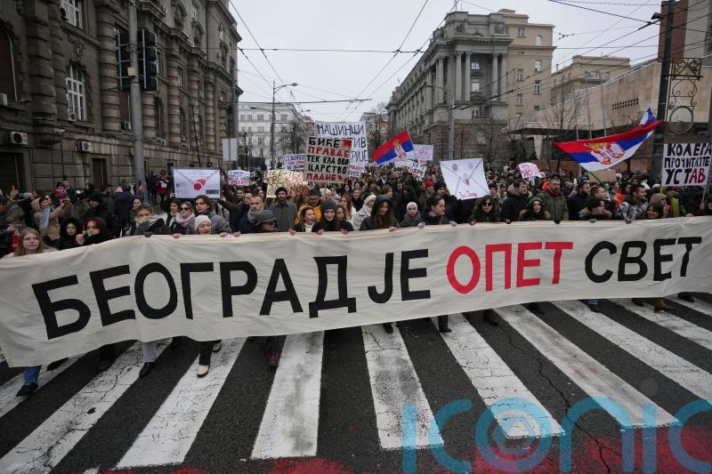 Striking students in Serbia tell chief prosecutor to ‘fight for law and justice’