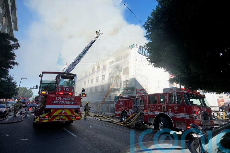 Morrison Hotel in Los Angeles made famous by The Doors goes up in flames