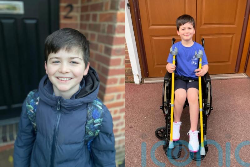 ‘Sporty’ boy, 10, who woke up paralysed due to rare spinal tumour astounds doctors by being able to walk again in weeks