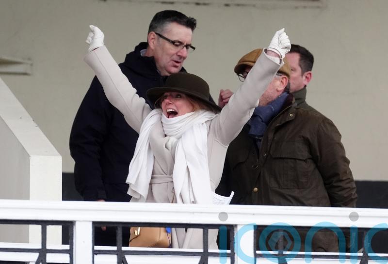 Geri Halliwell-Horner and husband celebrate victory at the races