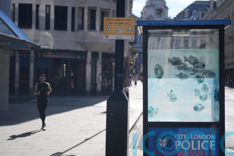 New London Museum to display Banksy’s piranhas police sentry box artwork