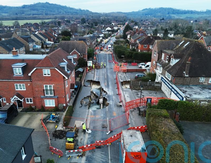 Large sinkhole forces closure of village high street