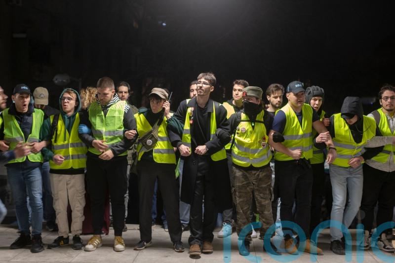 Protesters block Serbian state TV building as tensions soar ahead of large rally