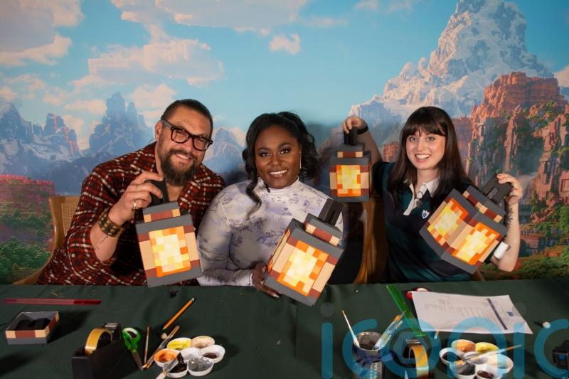 Jason Momoa and Danielle Brooks make Minecraft Movie lanterns on Blue Peter