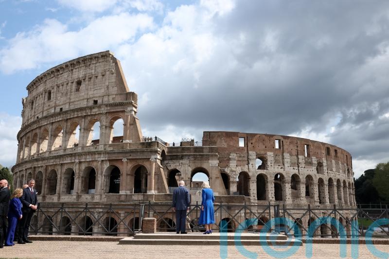 King hails ‘brilliant’ restoration of the Colosseum during state visit to Rome