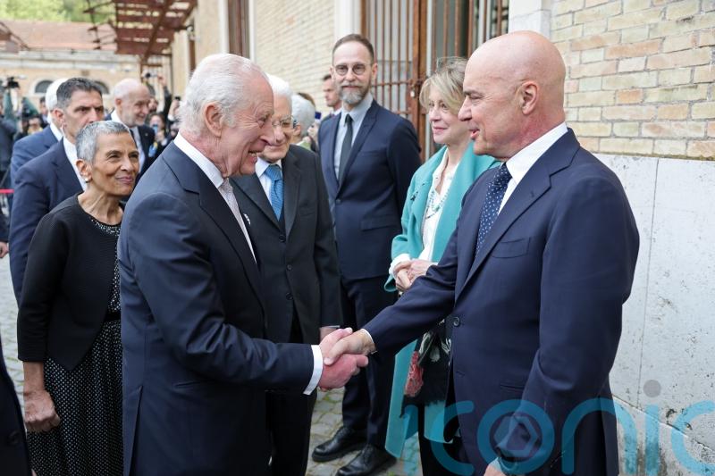 King enjoys Shakespeare performance in company of Italian actor Luca Zingaretti
