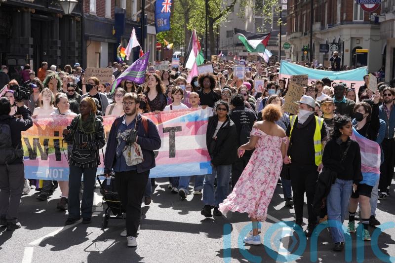 Police continue to analyse transgender rights protest footage after banner claim