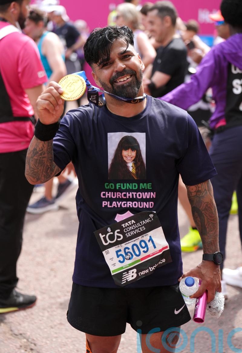 Fathers of two girls killed in Southport attack among London marathon finishers