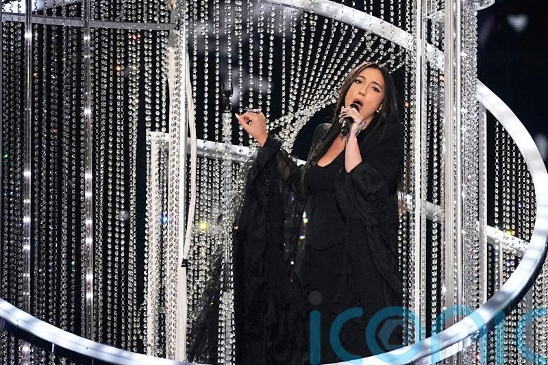 Eurovision crew member hit with paint as pair try to disrupt Israel performance