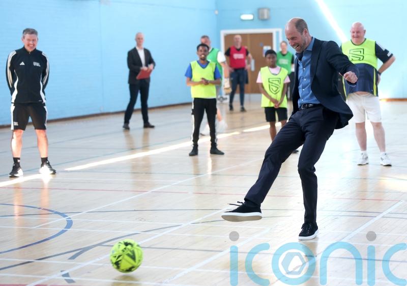 William shows off football skills in partnership with Street Soccer Scotland