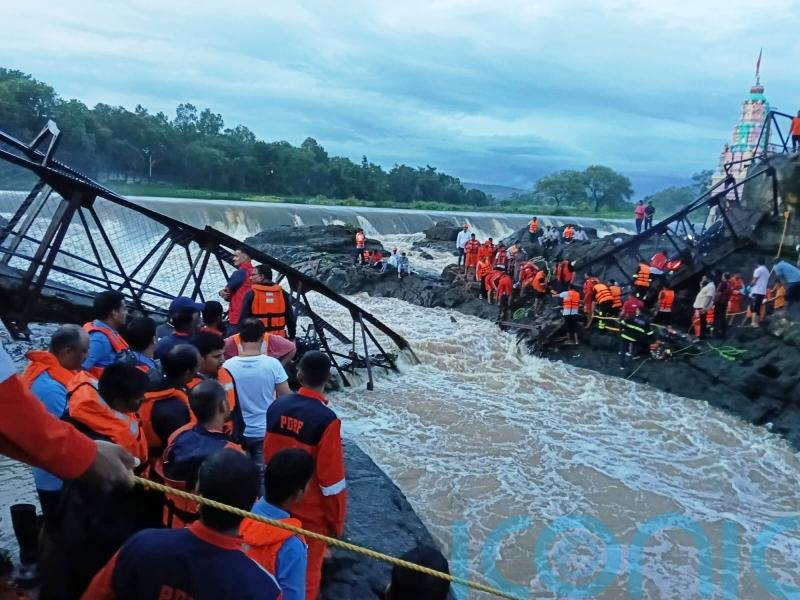 Two killed and 32 injured as bridge collapses at tourist destination in India