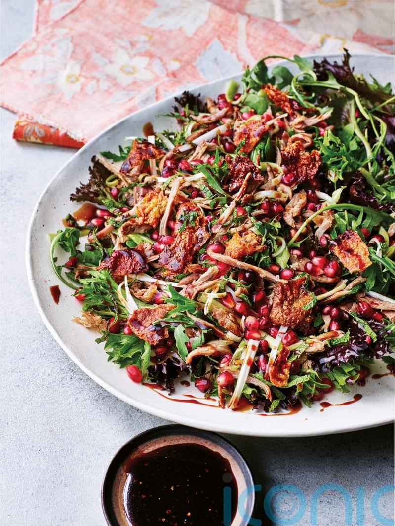 Sabrina Ghayour’s duck and pomegranate salad with honey pomegranate sauce recipe