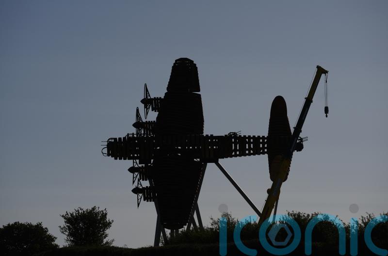 Lancaster bomber sculpture paying tribute to air crews erected in Lincolnshire