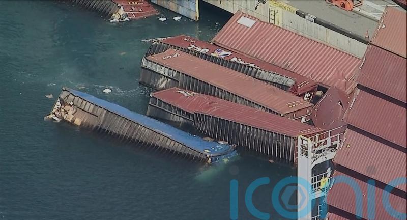 More than 60 containers fall off ship in Californian port