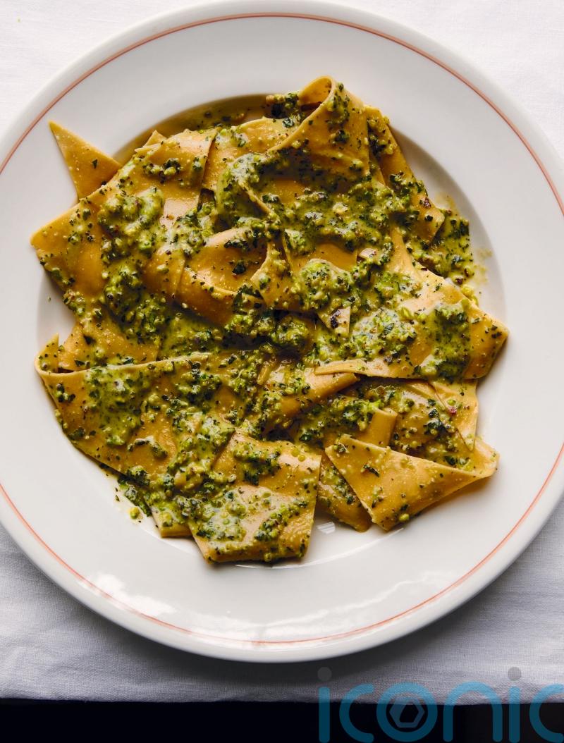 Padella&rsquo;s stracci with pistachio, mint and basil pesto recipe