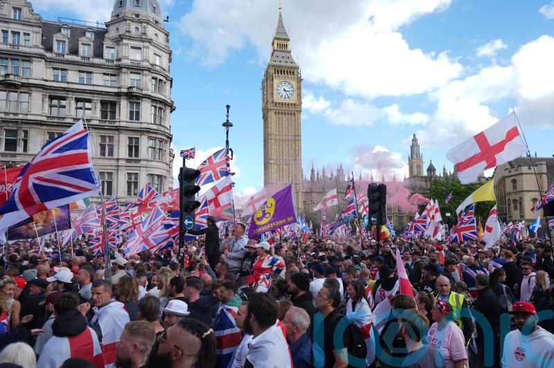 Nine arrests and more to come as police attacked at Tommy Robinson protest