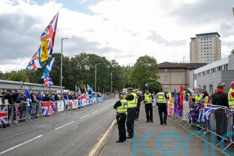Protest and counter-demonstration take place outside asylum seeker hotel