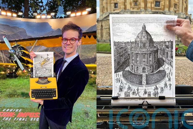 Artist who inks architecture and portraits on typewriter collabs with Robbie Williams and Mission: Impossible franchise