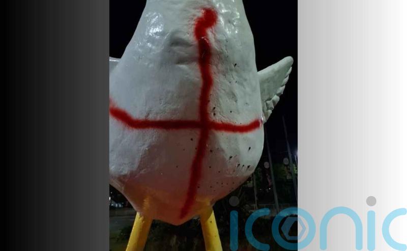 Police appeal after St George&rsquo;s Cross painted on funfair goose mascot
