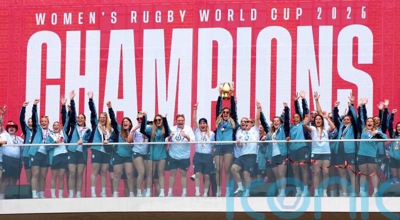 Rugby fans hail Red Roses as ‘cracking inspiration’ at rainy celebration