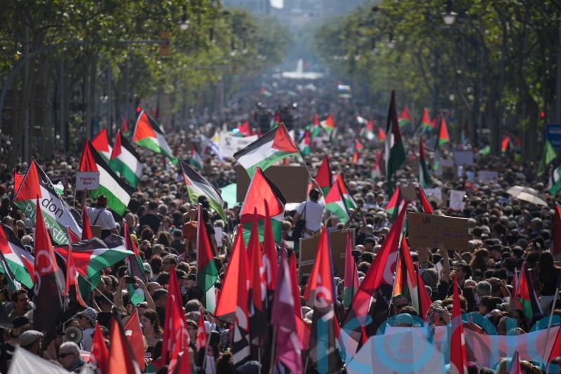Tens of thousands march in Barcelona to protest against Israel’s war in Gaza