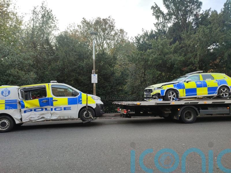 Three officers taken to hospital after crash involving police vehicles