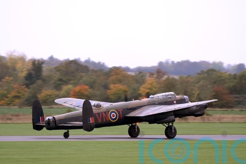UK’s last flying Lancaster bomber touches down for maintenance work