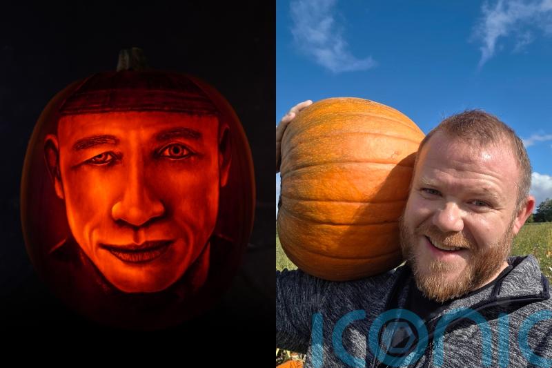 Pumpkin carver who creates portraits of serial killers and horror characters says side hustle earns £10,000 a year