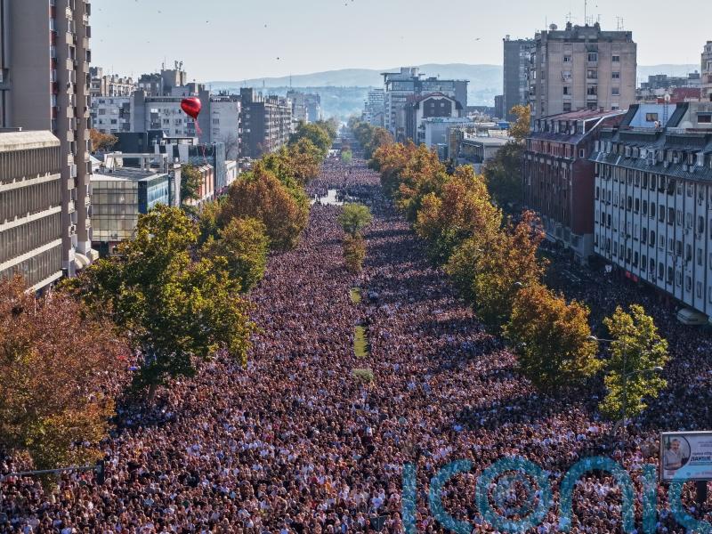 Serbia marks anniversary of fatal train station disaster with large rally