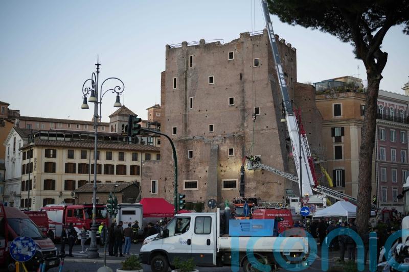 Rome rescuers save man trapped in partially collapsed medieval tower