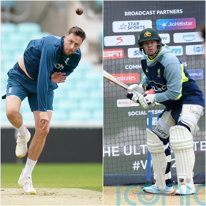 Ollie Robinson bowls at Steve Smith in pre-Ashes nets