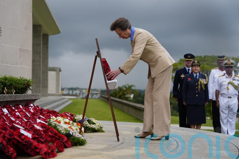 Princess Royal lays wreath in solemn moment with veterans in Singapore