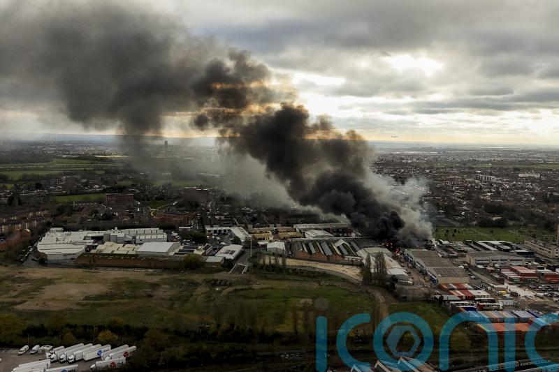 London warehouse engulfed in flames may contain fireworks, firefighters warn