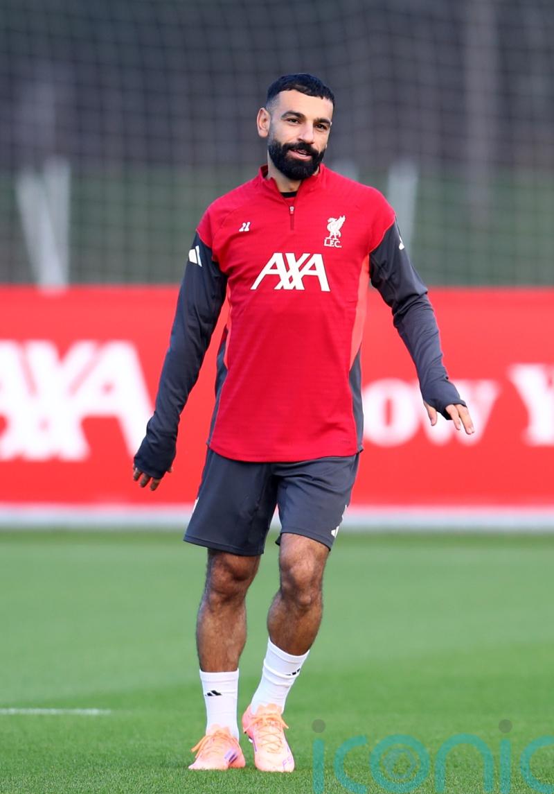 Mohamed Salah appears in good spirits during Liverpool training session