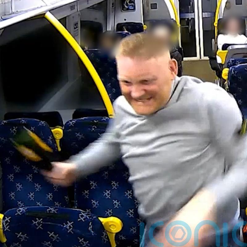 Police release footage of ‘relentless’ bottle attack on train