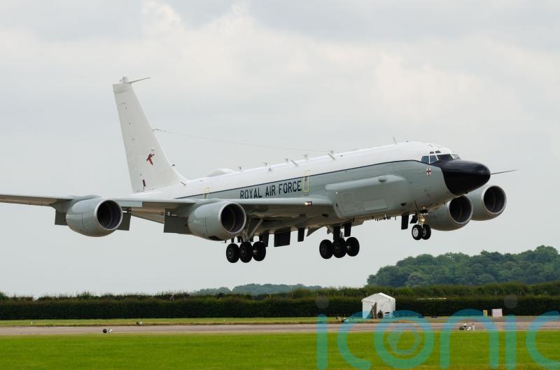 RAF spy plane flies over path of oil tanker pursued by America through Atlantic