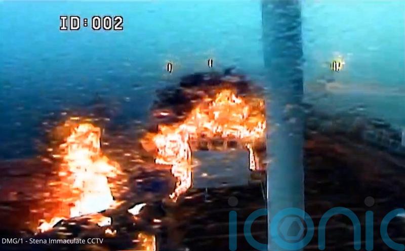 Video shows the moment two ships were engulfed by fire in deadly collision