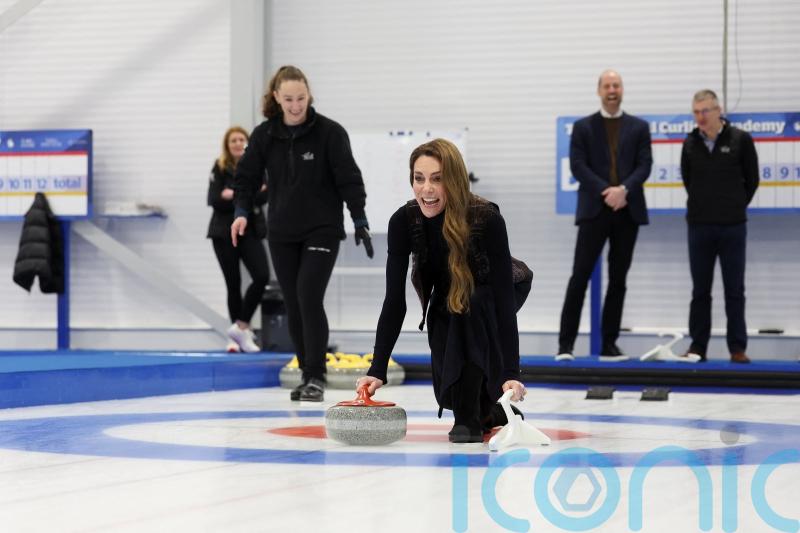 Kate and William try their hand at curling in Stirling