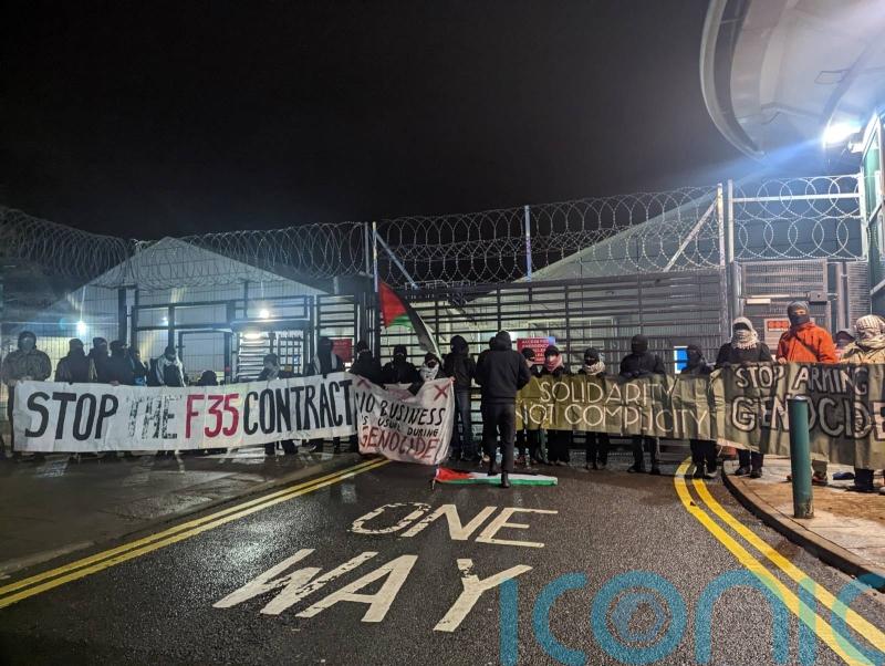 Pro-Palestinian demonstrators blockade aerospace defence factory