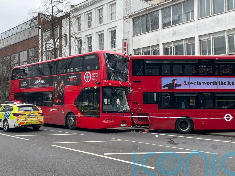 Six people taken to hospital after two double-deckers crash