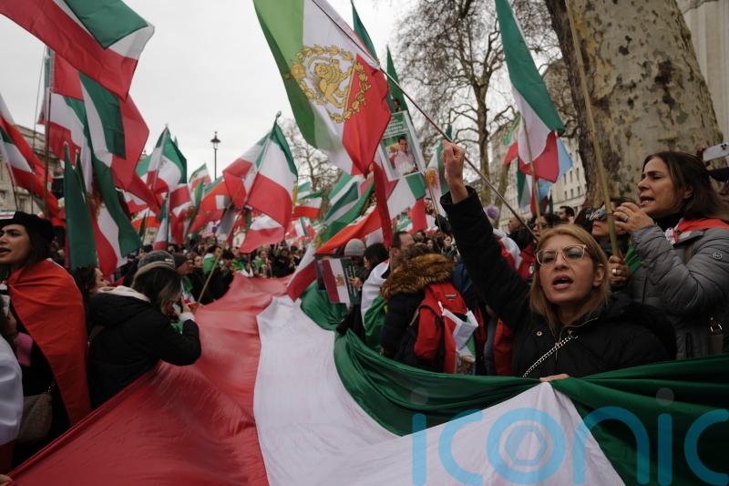 Demonstrators march through London in protest against Iranian regime