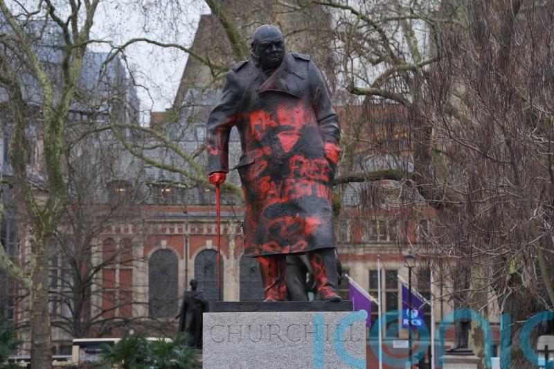 Arrest made after Churchill statue defaced with &lsquo;Zionist war criminal&rsquo; graffiti