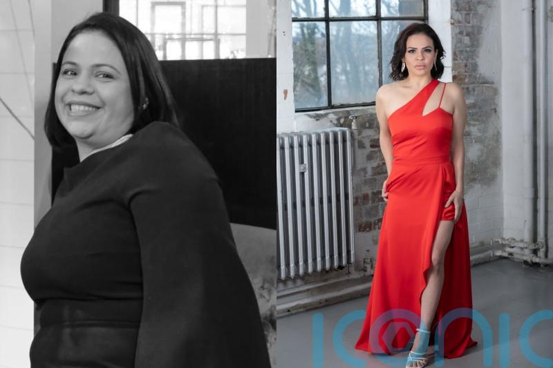 Mum who reached 95kg after comfort eating for &lsquo;almost 24 hours&rsquo; a day loses half her bodyweight and becomes model in 40s