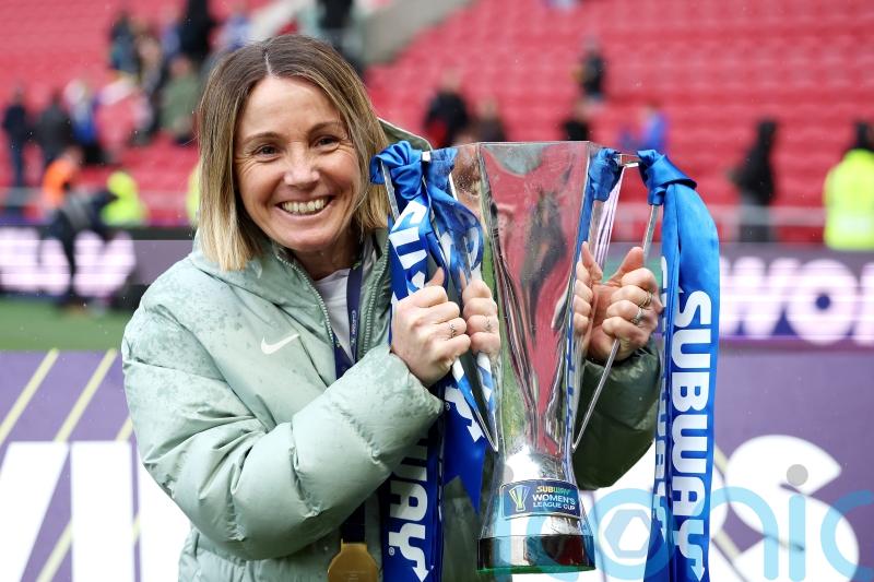 Sonia Bompastor cannot hide her delight after Chelsea retain Women&rsquo;s League Cup