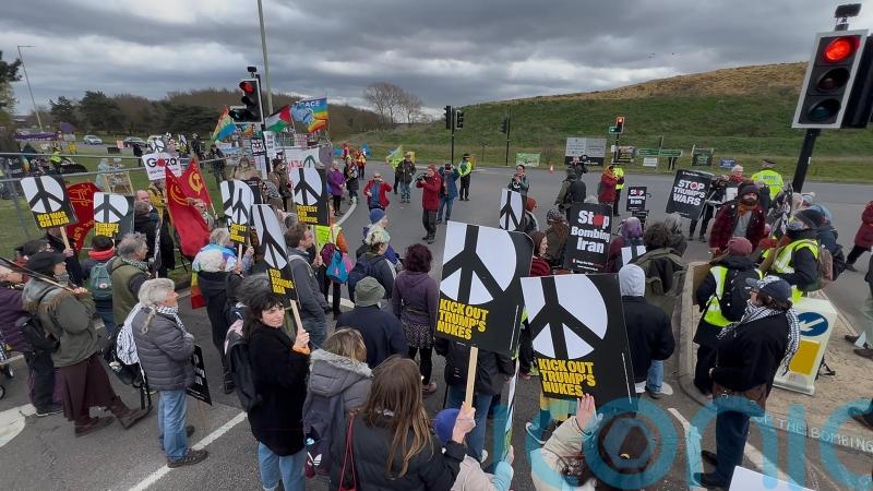 Two demonstrators arrested outside RAF base during peace protest
