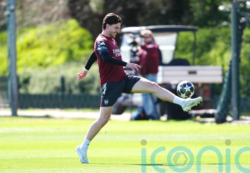 Declan Rice trains with Arsenal team-mates ahead of trip to Sporting Lisbon