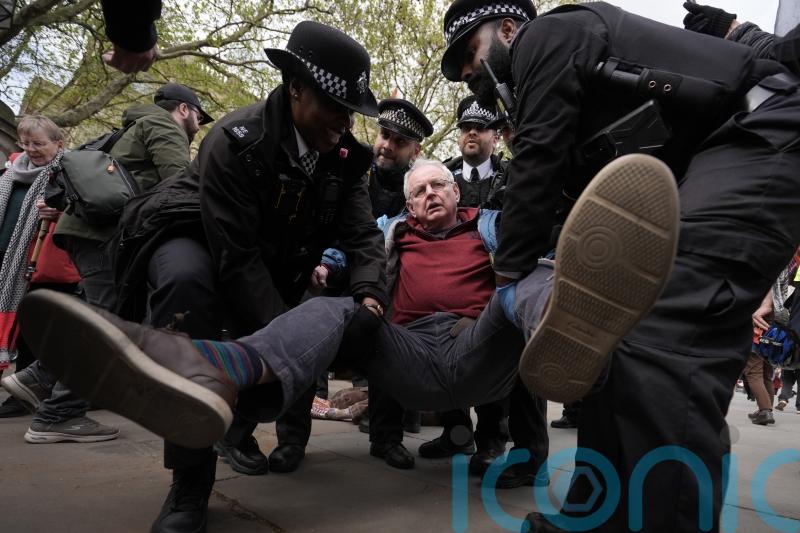 Police remove protesters during mass demonstration against Palestine Action ban