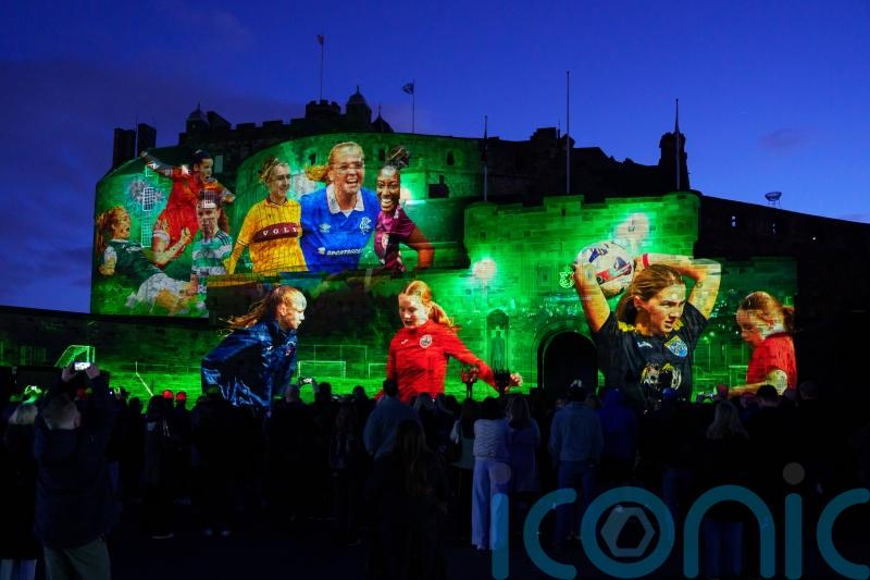 Edinburgh Castle lights up with images of female footballers