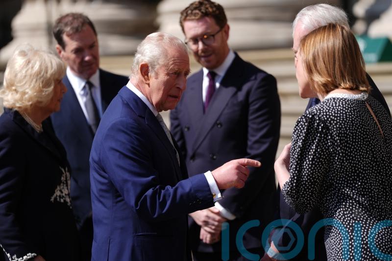 King and Queen arrive at British Museum to view models of Elizabeth II memorial