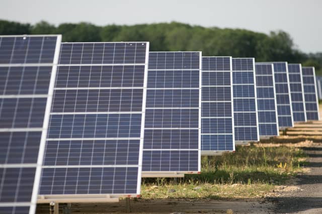File photo of solar panels on a solar farm.
